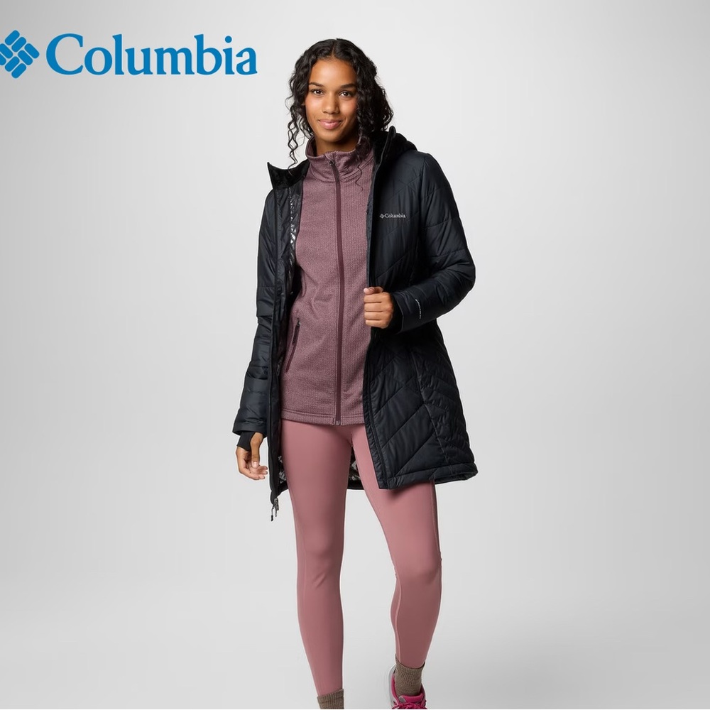 Women's Columbia Long Quilted Coat With Hood - Size Medium